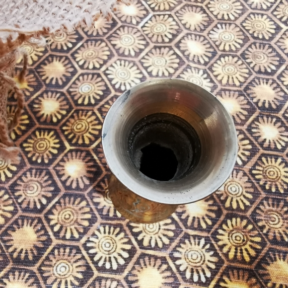 Vintage Brass Miniature Etched Bud Vase - Picture 5 of 11